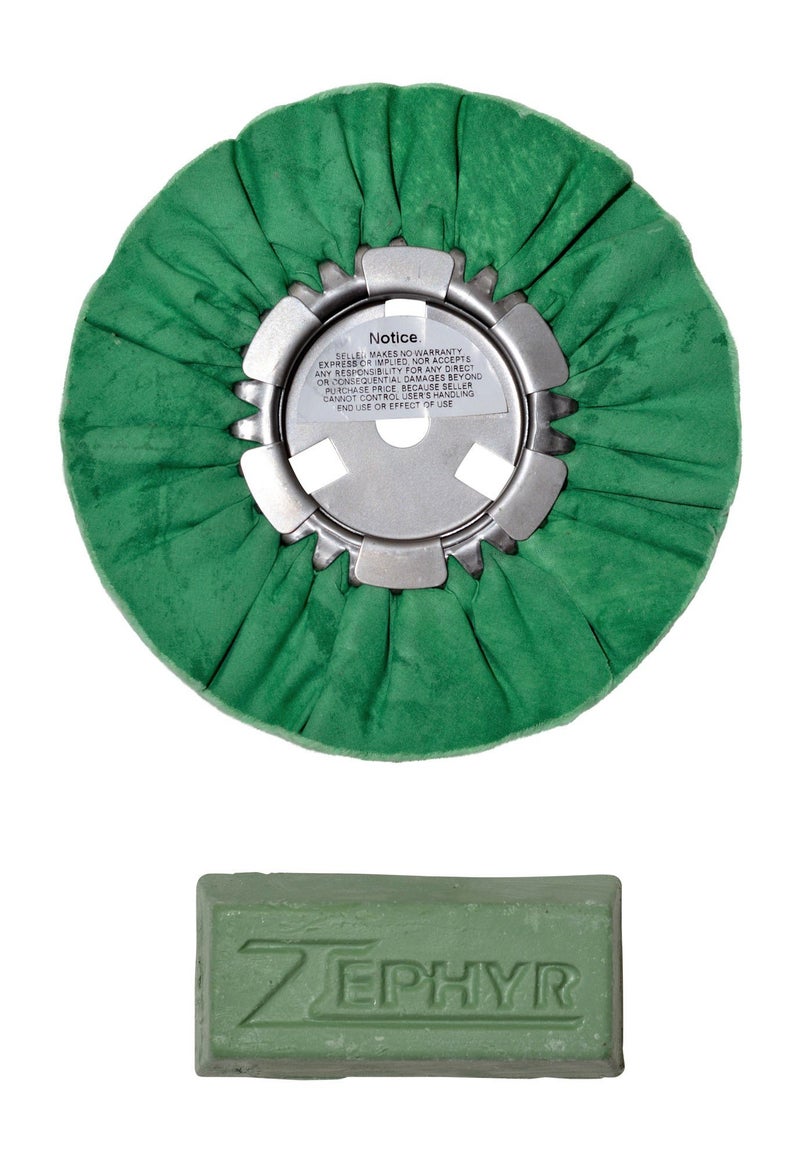 Zephyr Products AWG58-8WB Green 8"" Hall Airway Buffing Wheel with 1 LB Green Bar Medium/Lite Cut  1 Pack - Image 1